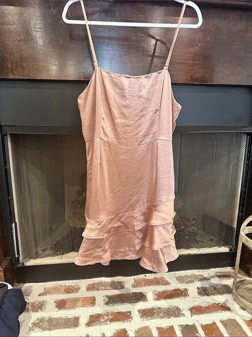 Lulus Dreams Come True Rose Pink Satin Ruffled Mini Dress Large NWT